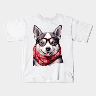 Fancy Siberian Husky Dog Kids T-Shirt